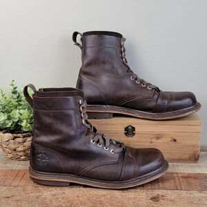 Vintage Dr. Martens Combat Boots 12 M Pier Y2K Brown Soft Leather Lace Up